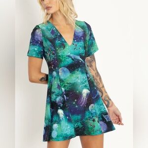 Blackmilk night ocean galaxy marine sea space stars evil dress dolphin moon